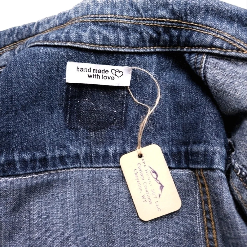 Handmade The Grateful Dead Denim Trucker Jacket in Blue and White Sz 6 NWT